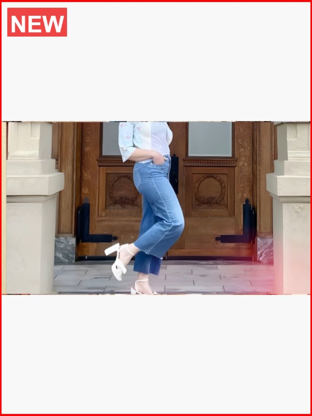 Stretchy Wide Leg High Waist Straight Leg Jeans for Women - Picture 6 of 6